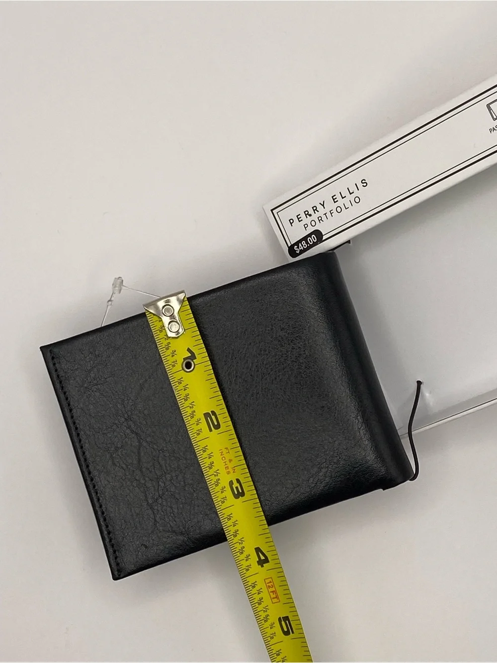 Perry Ellis Black Leather Bi-Fold Wallet Mens Wallet